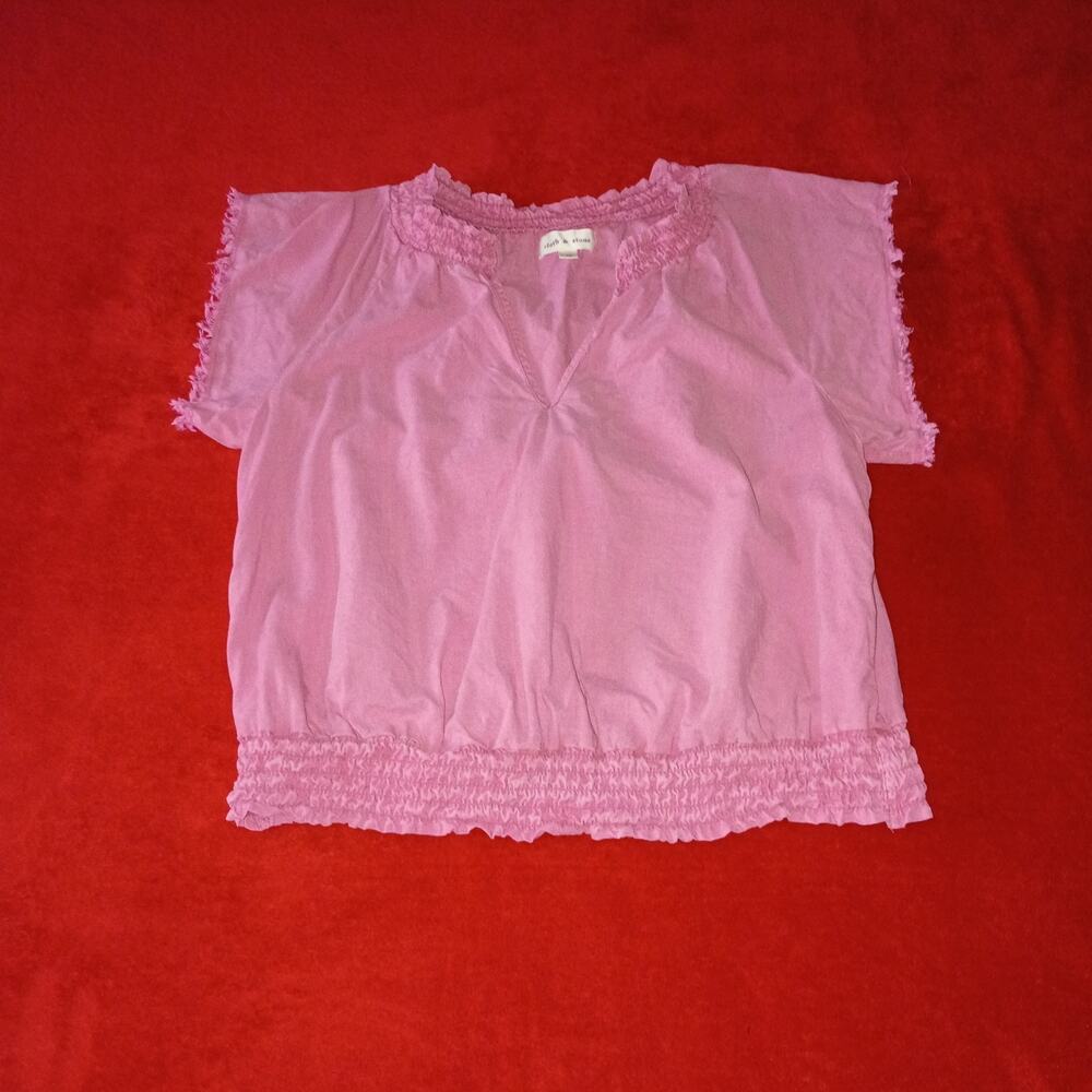 Cloth & Stone Anthropologie Women Cropped Top Women Sz M Pink BarbieCore Boho